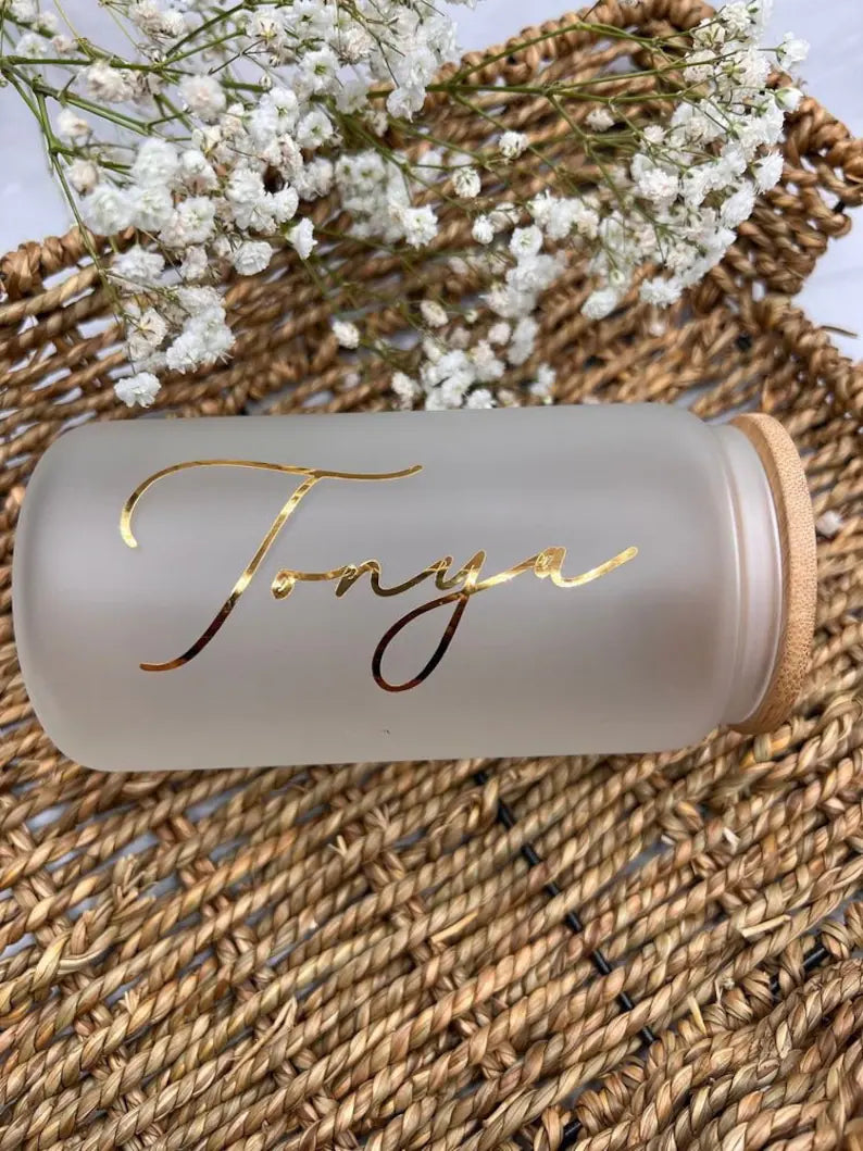 16oz Glass Can with Bamboo Lid