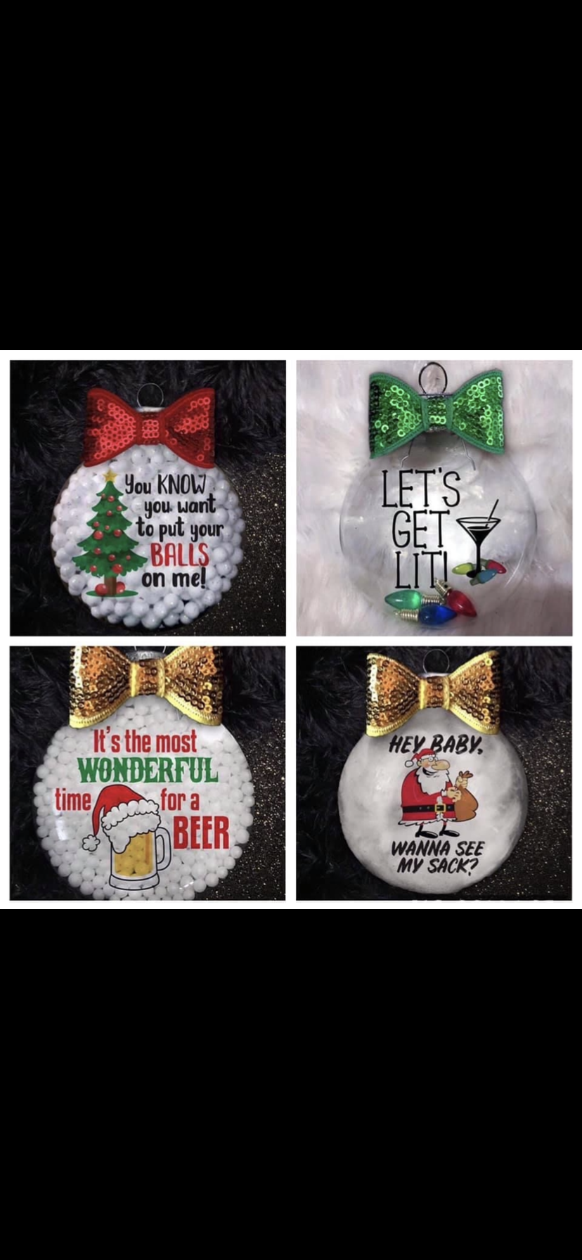 NBC Glitter Ornaments