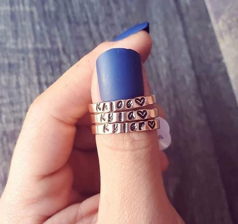 3MM Hand Stamped Stacking Rings