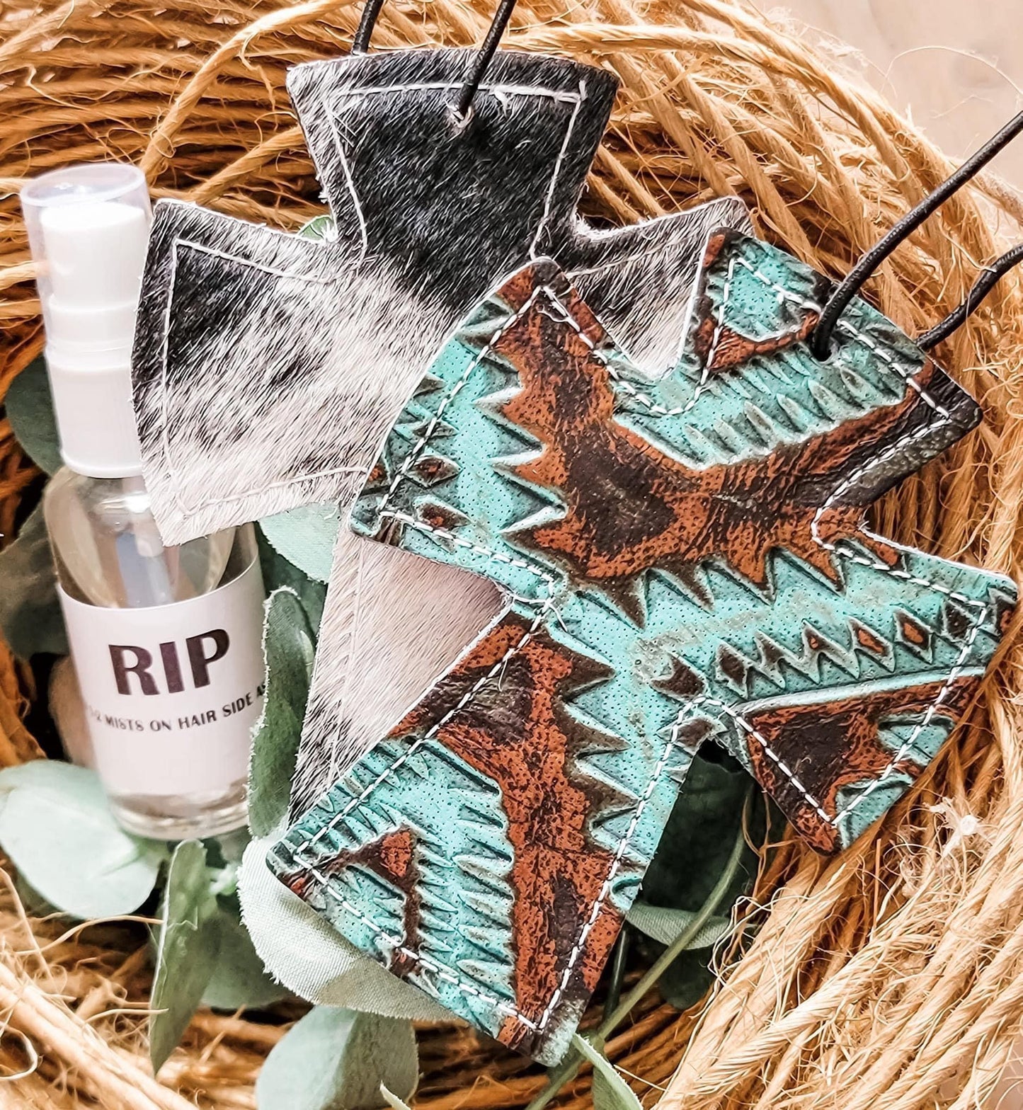 Cowhide + Leather Car Charm & Fragrance Spray