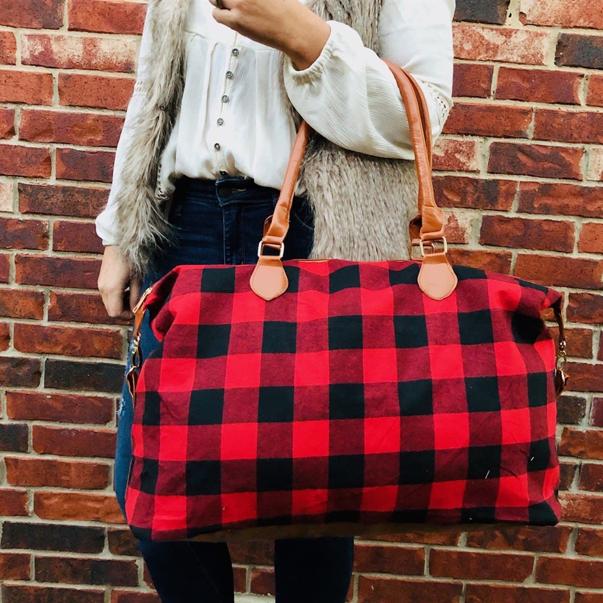 Buffalo Plaid Weekender Bag
